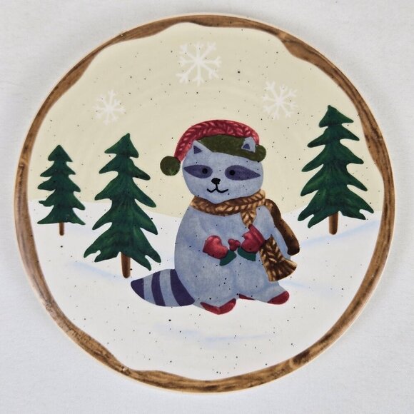 Set of 4 Winter Critter Stoneware Beverage Coasters Cork Backing Round Glazed - Picture 6 of 8